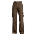 thumbnail image 4 of Women's Mid-Rise Loose Fit Cargo Boot Pants with Side Pockets Utility Pants for Casual Hiking Outdoor Activities Brown XL(XL), 4 of 6