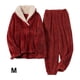 thumbnail image 3 of Pijamas suaves y cómodos Qarigey de lana coralina para mujer conjunto de pijama terciopelo cálido invierno Vino M, 3 of 6