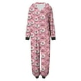 thumbnail image 6 of Odeerbi Christmas Onesie Pajamas for Family Holiday Sleep Jumpsuit Long Sleeve Family Christmas Pajamas Matching Sets Mom Fashion Lattice Print Plush Jumpsuit Sleepwear PJs Set Pink, 6 of 7