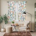 thumbnail image 6 of Teal Orange Eucalyptus Kitchen Curtains 63 Inch Length, Weeping Botanical Leaves Tiers Curtains for Living Room Berdoom Bathroom, Light Filtering Drapes Rod Pocket Window Treatment 2 Panels 42"Wx63"L, 6 of 8
