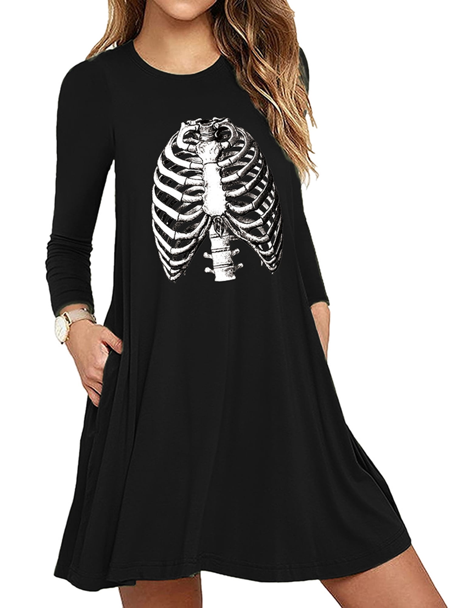 womens skeleton t shirt dress