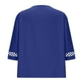 thumbnail image 5 of XUNKUSGA Women's Tops Classic Cotton Linen Crewneck Lace Patchwork Women's Blouses Casual 3/4 Sleeve Tunic Tops Lightweight Solid Color with Decorative Buttons S-2XL Blue, 5 of 5