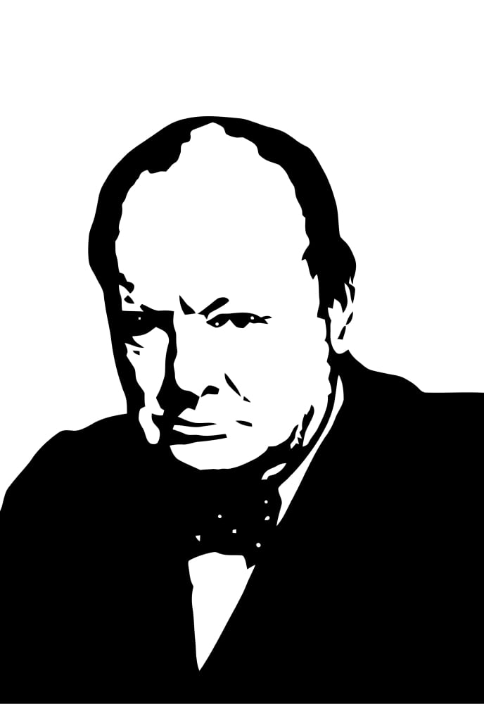 Vector illustration of Sir Winston Churchill Canvas Art - John ParrotStocktrek Images (24 x 35)
