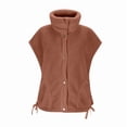 thumbnail image 3 of Women'S Fuzzy Fleece Vest Oversized Sleeveless Fall Warm Button Down Gilet Outerwear with Pockets Dark Brown L, 3 of 7