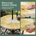 thumbnail image 5 of Round Outdoor Tablecloth with Umbrella Hole and Zipper, Yellow Palm Leaves Coastal Tablecloth with Elastic Waterproof, Summer Tropical Botanical Boho Patio Table Covers for 55" - 60" Pool Tables, 5 of 9