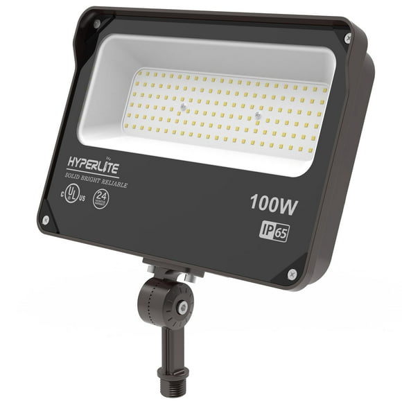 HYPERLITE Projecteur DEL 100 W 11000 Lm, Projecteurs 5000 K pour l'Extérieur avec Support à Phalange, Projecteurs Étanches IP65 pour Cour, Jardin, Terrain de Jeu
