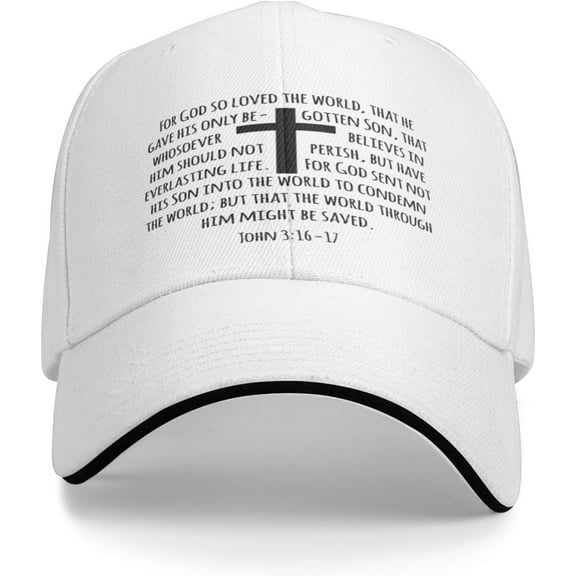 John 3:16 Christian Gifts Bible Verse Cross Faith Religious Gifts Dad Hat Baseball Cap Trucker Baseball Hats Headwear White