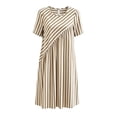 thumbnail image 7 of Snorda Dresses for Women Stripped Dress with Short Sleeves and Round Neck Irregular Spliced Dress Casual Loose Breathable Soft Summer Dresses for Women All-Day Comfortable Wear, 7 of 7