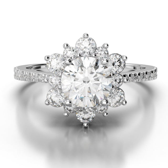 1.60 Ct Round Diamond Wedding Rings for Women Solid 14K White Gold