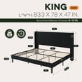 thumbnail image 4 of Einfach King Bed Frame, Upholstered Platform Bed with Wingback Headboard, No Box Spring Required, Black, 4 of 10