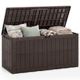 thumbnail image 1 of Gymax 120 Gal Outdoor Deck Box All-Weather Lockable Storage Bin w/ Lid & Handles Dark Brown, 1 of 10