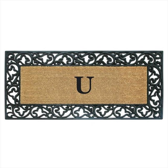 Acanthus Border 22 x 36 In. Rubber-Coir Doormat - Monogrammed V