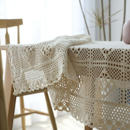 

Zhuge rural crochet tablecloth table cloth woven tablecloth hollowed out tablecloth piano towel shooting prop knitted tablecloth (white 180 * 140cm)