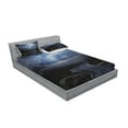 thumbnail image 2 of Ambesonne Nature Fitted Sheet & Pillow Sham Set, Thunderstorm over Road, Full, Dark Blue Grey, 2 of 2