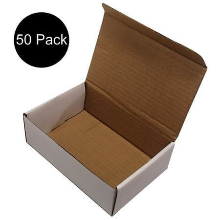 Cardboard Mailers 6 x 4 x 2 Inches Tuck Top One-Piece Die-Cut Shipping Cartons  Small White Mailing Boxes (Pack of (Best Way To Cut A Shipping Container)