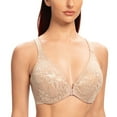 thumbnail image 2 of MELENECA Women's Front Closure Stretch Lace Underwire Bra Beige 38C, 2 of 5