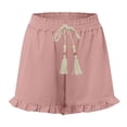 thumbnail image 4 of FNFYFH Summer Shorts for Women Ruffled Elastic Waist Wide Leg Shorts Dressy Casual Loose Comfy Drawstring Workout Shorts with PocketsS,M,L,XL,XXL, 4 of 5