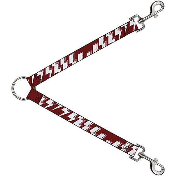 Buckle-Down Dog Leash Splitter Lightning Bolts Sketch Red White 1 Foot Long 1 Inch Wide