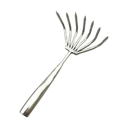 Stainless Rake Soil Tiller Claw Rake Portable Professional Leaf Rake Metal Shrub Rake for Loosening Soil Lawn Picking up Leaves 7 Tines