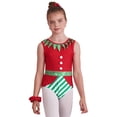 thumbnail image 2 of inhzoy Kids Girls Christmas Ballet Dance Leotard Bodysuit Xmas Elf Dress Up Red 4, 2 of 8