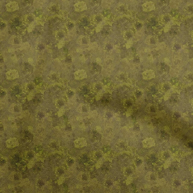 oneOone Tissu Jersey Viscose Vert Olive Foncé Abstrait Floral Matériel de Robe Tissu Imprimé au Mètre 60 Pouces de Large