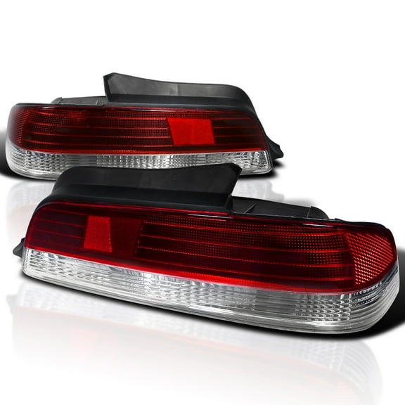 Spec-D Tuning Red Clear Lens Tail Lights Compatible with 1997-2001 Honda Prelude, Left   Right Pair Assembly