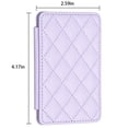 thumbnail image 3 of (Size: 4.17 in x 2.59 in) Universal Elegant Texture PU Leather Slots Wallet Magnetic Flip Card Holder Universal Adhesive Stick On Phone for iPhone/Samsung/Google - Purple, 3 of 5