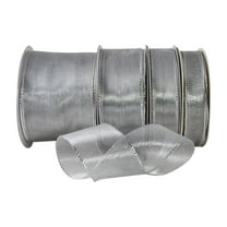 Ribbon Bazaar Wired Shimmering Metallic Sheer 1-1/2 inch Silver 25 yards Ribbon