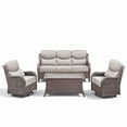 thumbnail image 5 of POCASSY Patio Furniture Set with 6-inch Extra Thick Cushions, High Back Brown Wicker Outdoor Conversation Set with 1 Sofa Couch, 2 Swivel Glider Chairs, and 1 Coffee Table, Beige Cushion, 5 of 13