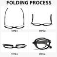 thumbnail image 3 of Black Folding Square Anti-blue Light Reading Glasses 2.00, Retro Foldable Spring Hinge Readers +2.00 Strength With Case, 3 of 10