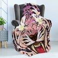 thumbnail image 4 of Tiger Soft Flannel Fleece Throw Blanket, Style Macro Illustration of Strong Jungle Animal Face with Abstract Colors, Cozy Plush for Indoor and Outdoor Use, 60" x 80", Multicolor, by Ambesonne, 4 of 5