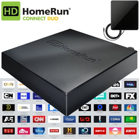 SiliconDust HDHomeRun CONNECT DUO 2 (HDHR5-2US) with Terk Indoor Flat 4K HDTV Multi-Directional