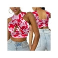 thumbnail image 4 of Franhais Women Close-fitting Vest, Printed Pattern Halter Neck Sleeveless Crop Tops, S/ M/ L/ XL/ XXL/ XXXL, 4 of 9