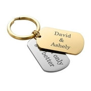Personalized Two Tone Rounded Stainless Steel Dog Tag Key Ring