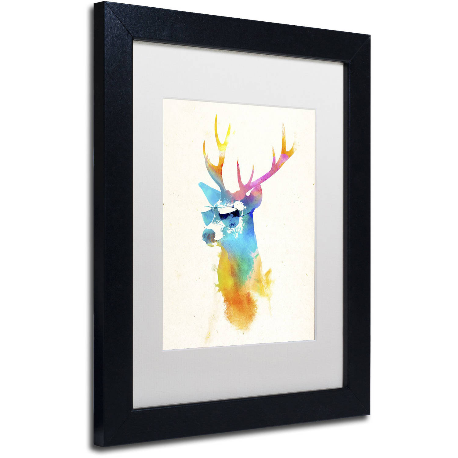 Trademark Fine Art 'Sunny Stag' Canvas Art by Robert Farkas, White Matte, Black Frame