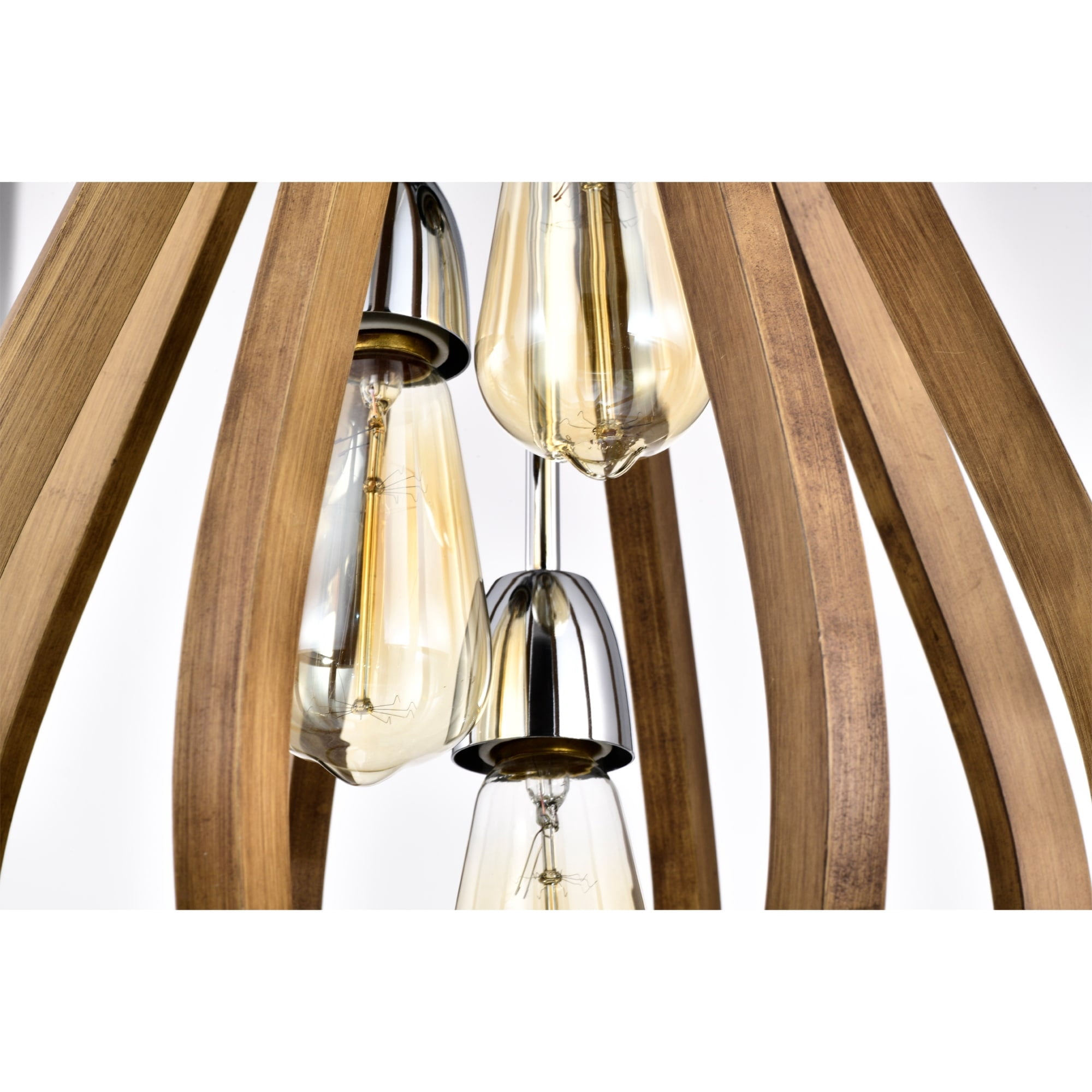 Flann 14 in. 3-Light Indoor Silver and Faux Wood Grain Finish Pendant with Light Kit