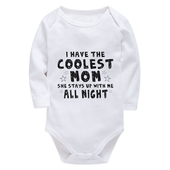 I Have The Coolest Mom Plain Onsie Long Sleeve Baby Boy Coming Home Outfits Newborn Baby White Boy Onsies3-6 Months