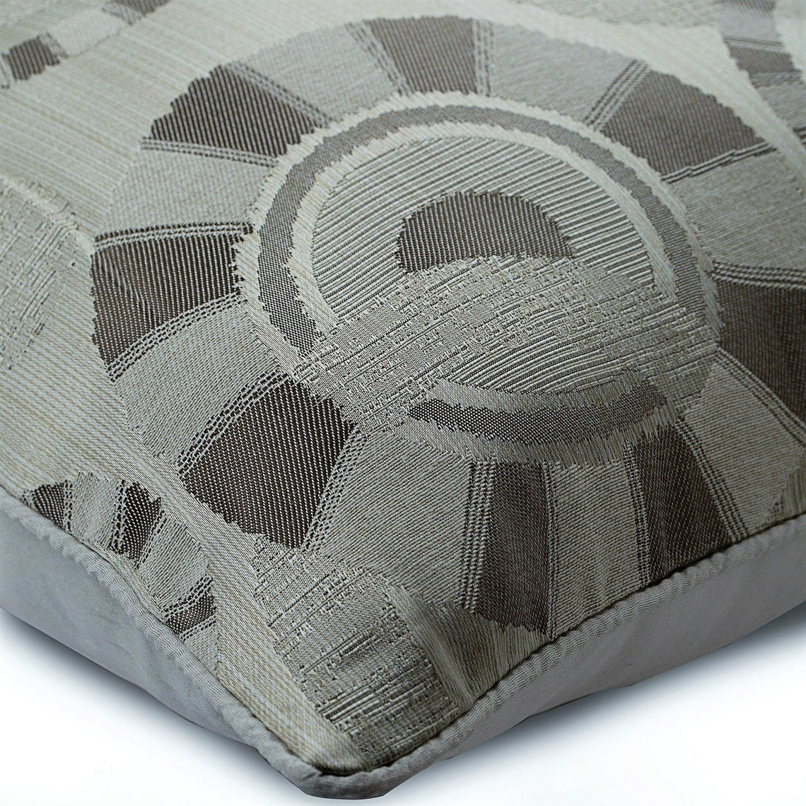 Sofa Cushion Cover, Pillowcase&nbsp;With Zipper, Decorative Pillow Covers 22x22 inch (55x55 cm) Ivory, Silk Throw Pillow Covers, Handmade Pillow Covers, Contemporary Style - Ivory Circles