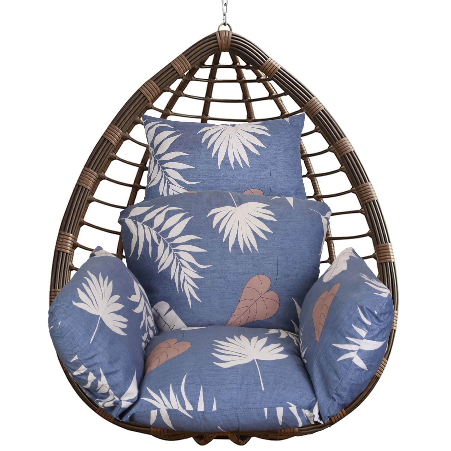 Outdoor Egg Chair Cushions Hanging Basket Seat Cushion Thicken Soft Egg Swing Chair Pad with Headrest for Backyard, Deck, Sun Room, Garden,Swimming Pool
