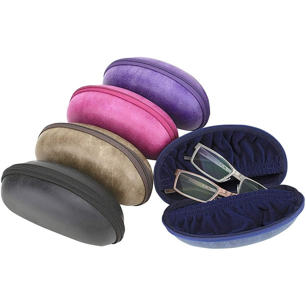 Extra Large Zip Up Eyeglass Case For Men & Women, Fits 2 Pairs Of