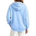 thumbnail image 4 of Hearthz Womens Hoodies Solid Color Drop Shoulder Women Sweatshirts Fall Winter Oversized Streetwear Womens Fleece Hoodie with Pocket Light Blue XXL, 4 of 7