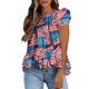 thumbnail image 1 of Blusa para mujer Moda Corbata con volantes Camisas de cuello alto Puff plisado fluido Camiseta de manga corta Túnica Tops de verano Pompotops hfajkhk129458, 1 of 4