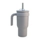 thumbnail image 2 of Termo Doble Pared Acero Inoxidable Exterior e Interior, Vaso Térmico con Tapa Doble y Popote Plástico con Silicona y Asa Ergonómica, Capacidad 900 ml, Gris, 2 of 8