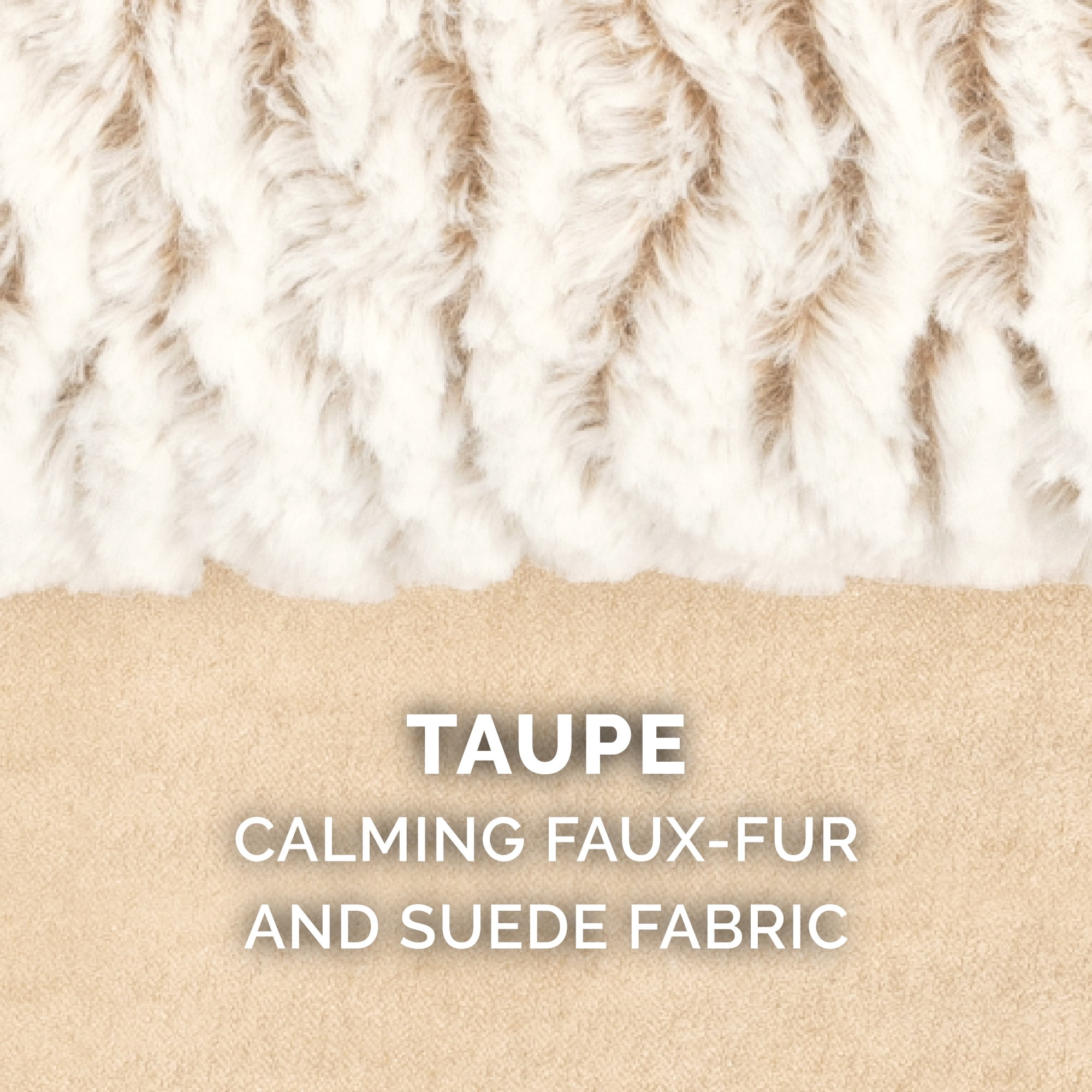 FurHaven Embossed Faux Fur & Suede Orthopedic Deluxe L-Chaise Pet Bed for Dogs & Cats - Taupe, Large