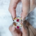 thumbnail image 5 of Rosec Jewels 2 CT Claw Set Princess Cut Created Ruby Solitaire Ring with Diamond Side Stones, 10K Yellow Gold, US 6.00, 5 of 9
