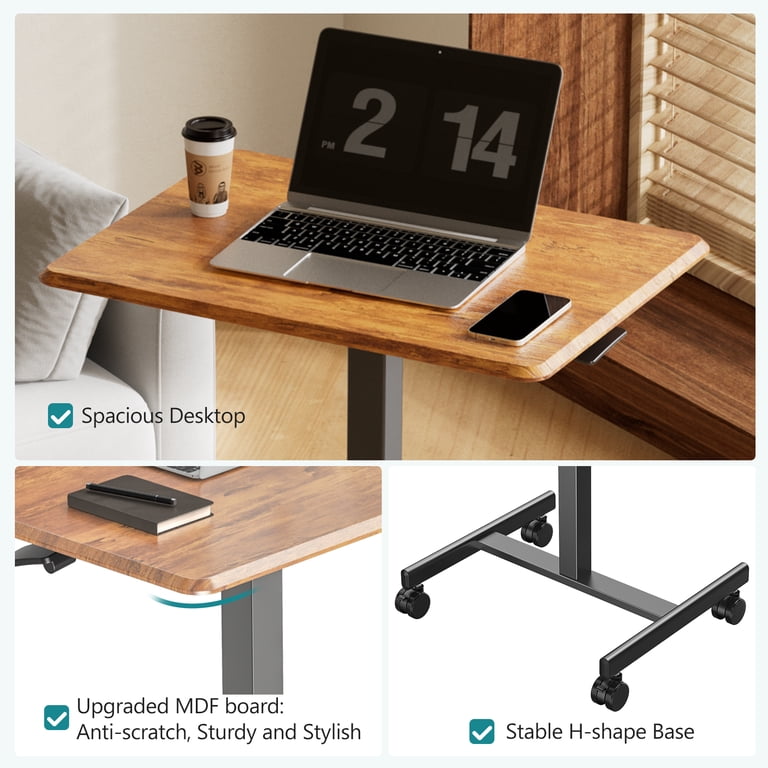 EDX Height Adjustable Mobile Standing Desk, Rust Brown photo 4
