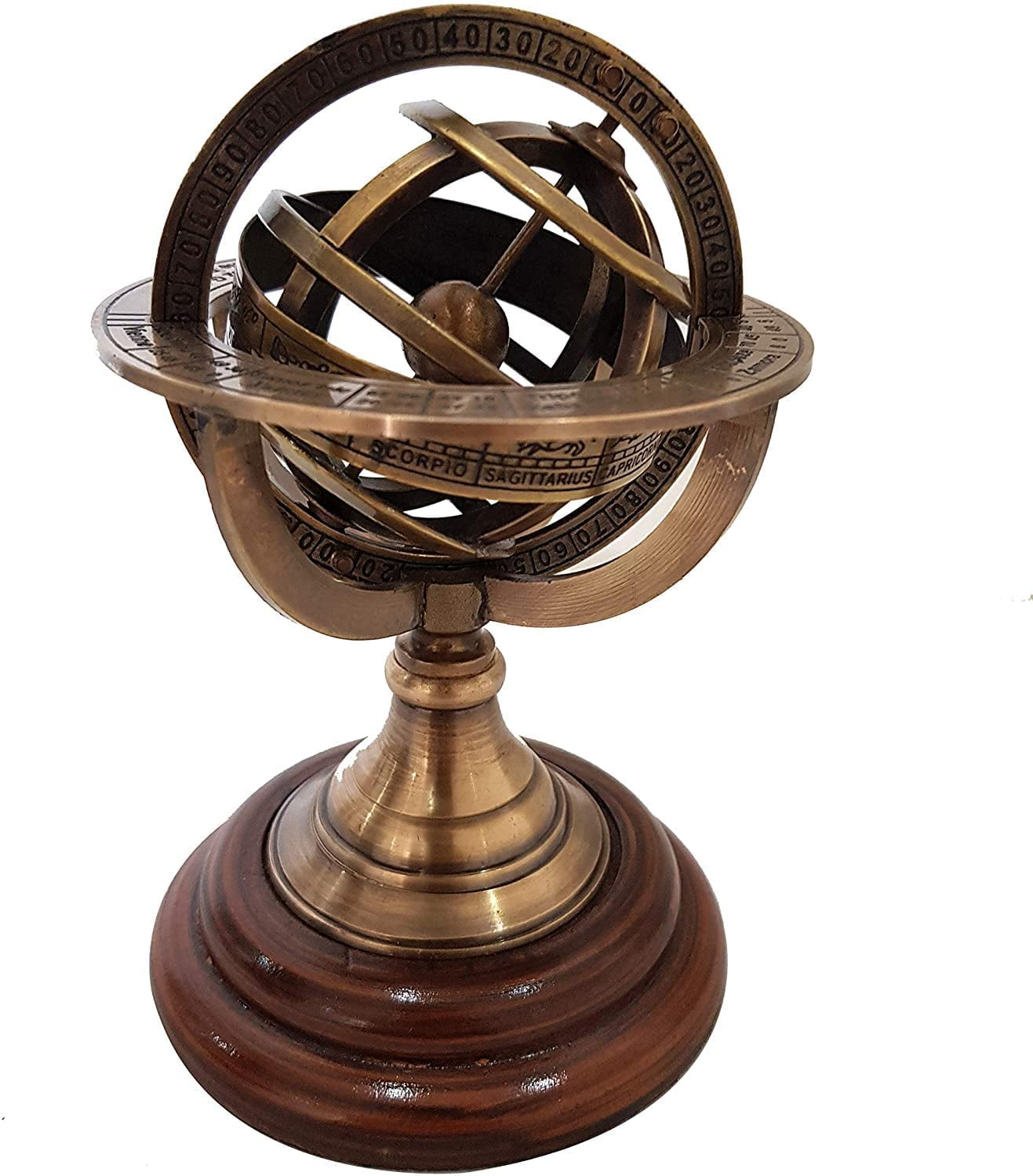 Brass Armillary Sphere Globe Clock Spherical Astrolabe Vintage Compass