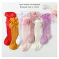 thumbnail image 3 of Aunavey Baby Girls Knee High Socks Infants Toddlers Hollow Bow Knit Socks Cotton Tube Ruffled Stockings, 3 of 5