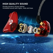 BASN Bsinger BC100 in Ear Monitor Headphones Universal Fit Noise Isolating for Musicians Singers Studio Audiophiles (Red)