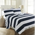 thumbnail image 2 of Talbot Nautical Stripe & Coastal Boat Reversible 3-Piece Ultra-Soft Microfiber Quilt Set, Navy, Queen, 2 of 6